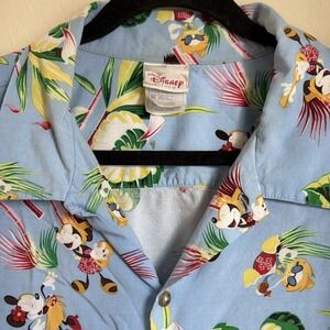 Vintage Disney Minnie Mouse Hawaiian Shirt Blue Tropical Button Up XL Men